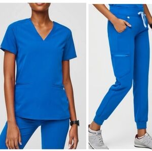 Figs scrub set Csma three pocket top Zamora jogger pants royal blue XL Tall